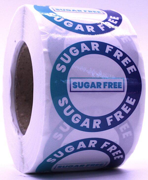 Sugar Free Labels – Round 40mm Stickers, Roll of 500