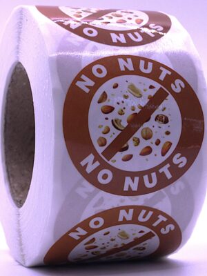 No Nuts Labels – Round 40mm Stickers, Roll of 500