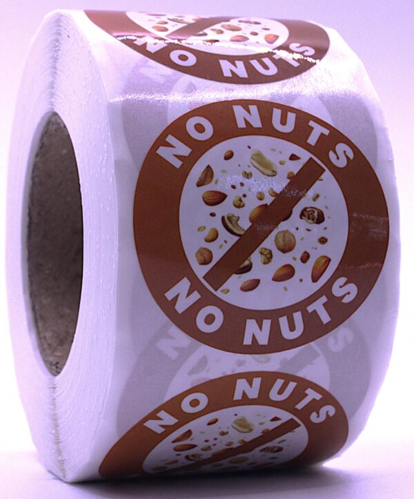 No Nuts Labels – Round 40mm Stickers, Roll of 500