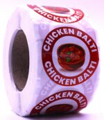 Chicken Balti Labels – Round 40mm Stickers, Roll of 500