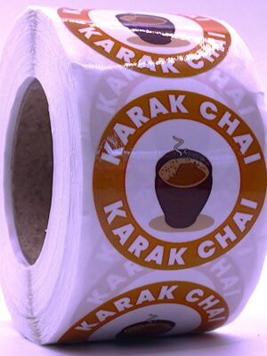 Karak Chai Labels – Round 40mm Stickers, Roll of 500