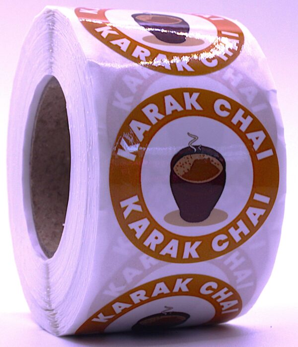 Karak Chai Labels – Round 40mm Stickers, Roll of 500