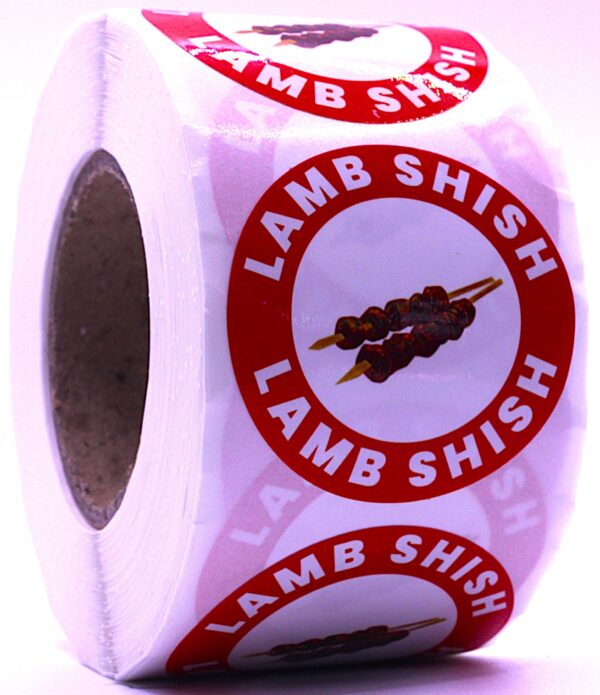 Lamb Shish Labels – Round 40mm Stickers, Roll of 500