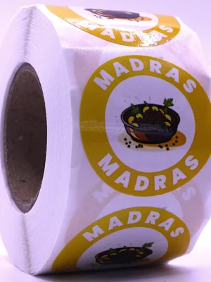 Madras Labels – Round 40mm Stickers, Roll of 500