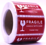 Fragile Labels – Round 40mm Stickers, Roll of 500
