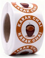 Karak Chai Labels – Round 40mm Stickers, Roll of 500