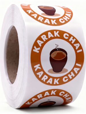 Karak Chai Labels – Round 40mm Stickers, Roll of 500