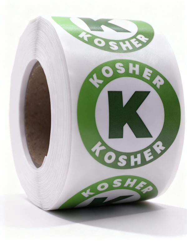 Kosher Labels – Round 40mm Stickers, Roll of 500
