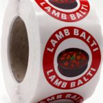 Lamb Balti Labels – Round 40mm Stickers, Roll of 500