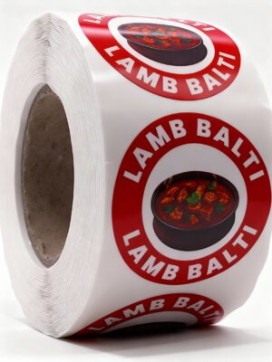 Lamb Balti Labels – Round 40mm Stickers, Roll of 500