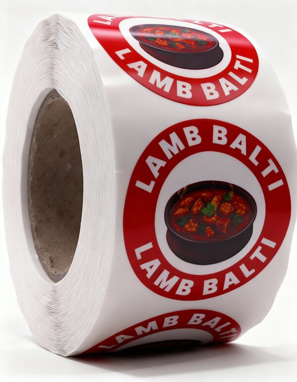 Lamb Balti Labels – Round 40mm Stickers, Roll of 500