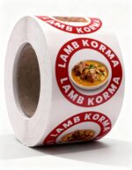 Lamb Korma Labels – Round 40mm Stickers, Roll of 500