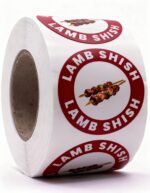 Lamb Shish Labels – Round 40mm Stickers, Roll of 500