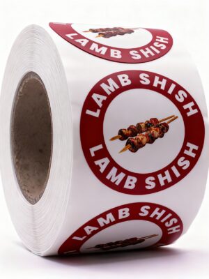 Lamb Shish Labels – Round 40mm Stickers, Roll of 500