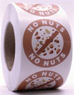 No Nuts Labels – Round 40mm Stickers, Roll of 500