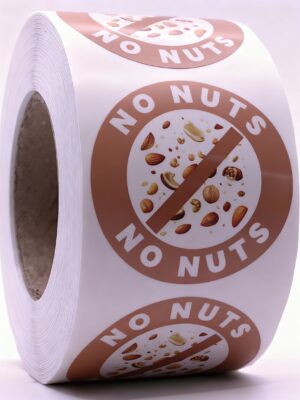 No Nuts Labels – Round 40mm Stickers, Roll of 500