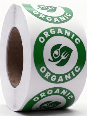 Organic Labels – Round 40mm Stickers, Roll of 500