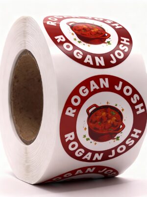 Rogan Josh Labels – Round 40mm Stickers, Roll of 500