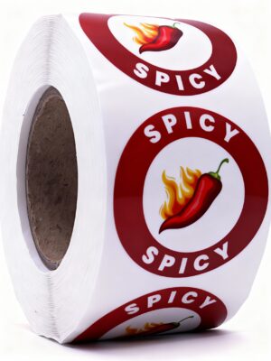 Spicy Labels – Round 40mm Stickers, Roll of 500