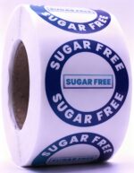 Sugar Free Labels – Round 40mm Stickers, Roll of 500
