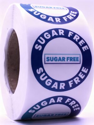 Sugar Free Labels – Round 40mm Stickers, Roll of 500