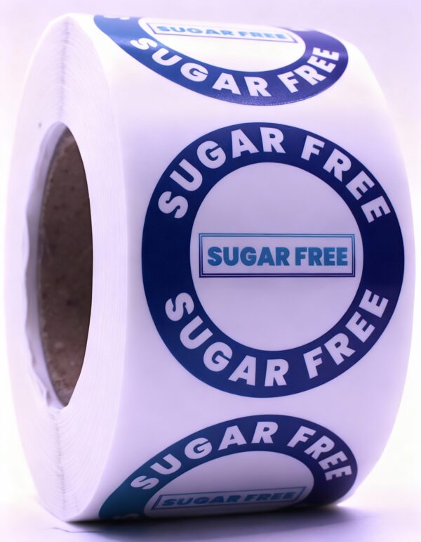 Sugar Free Labels – Round 40mm Stickers, Roll of 500