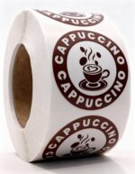 Cappuccino Labels – Round 40mm Stickers, Roll of 500